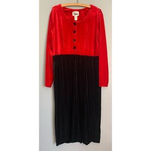 vintage 90s R.J. & Co : red & black velvet dress